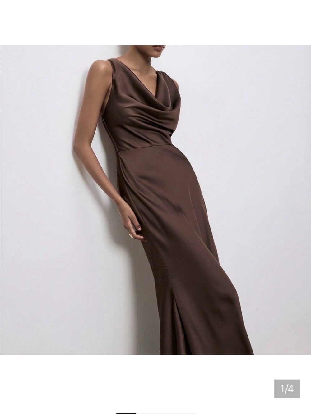 Coffee Brown Elegant Women's Halter Neck Sleeveless Backless Dress